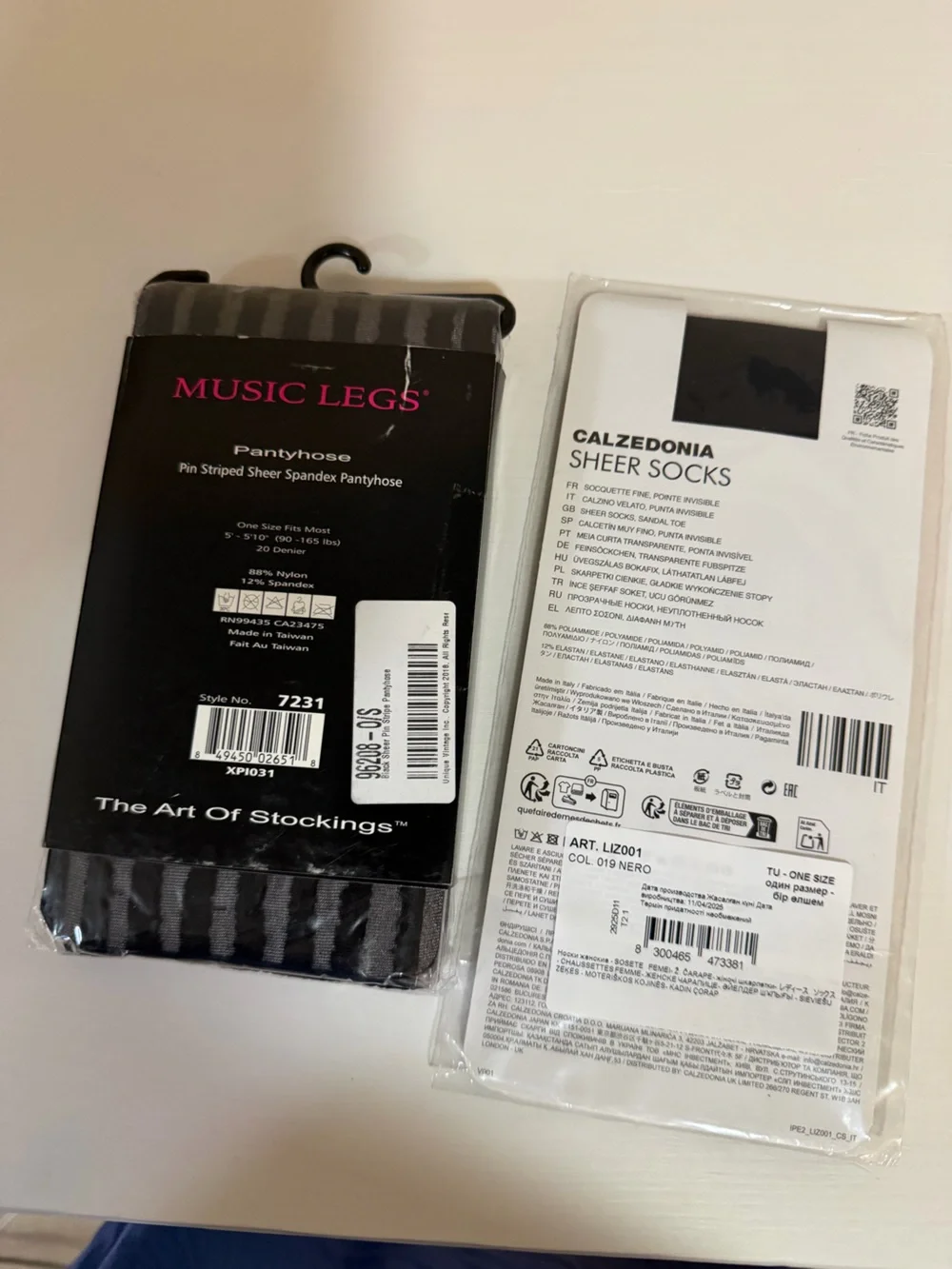 Black Pin-Striped Sheer Spandex Pantyhose and Sheer socks NWT